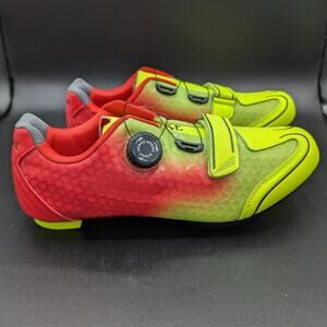 Mebike Cycling shoes Mens 8 EU 41 Clip In Red Yellow Reel laces No Clips bicycle